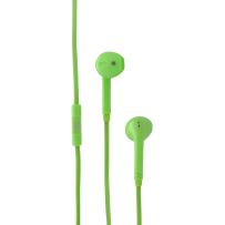 In-Ear Stereo Earbuds with In-line Microphone - handsfree, tangle free with flat cable design IM-04 HA130-GRN-21NC 